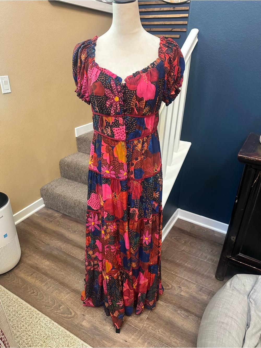 Women’s Floral Tiered Maxi Dress - Pink & Multi
